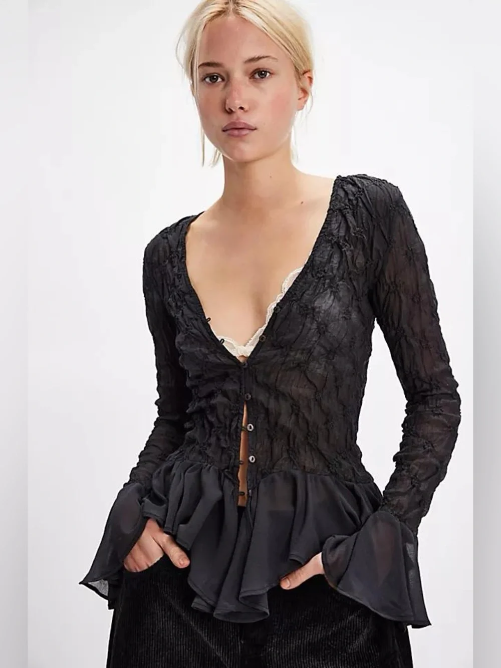 Free People Elias Smocked Blouse - Picture 5 of 9